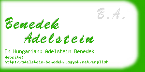 benedek adelstein business card
